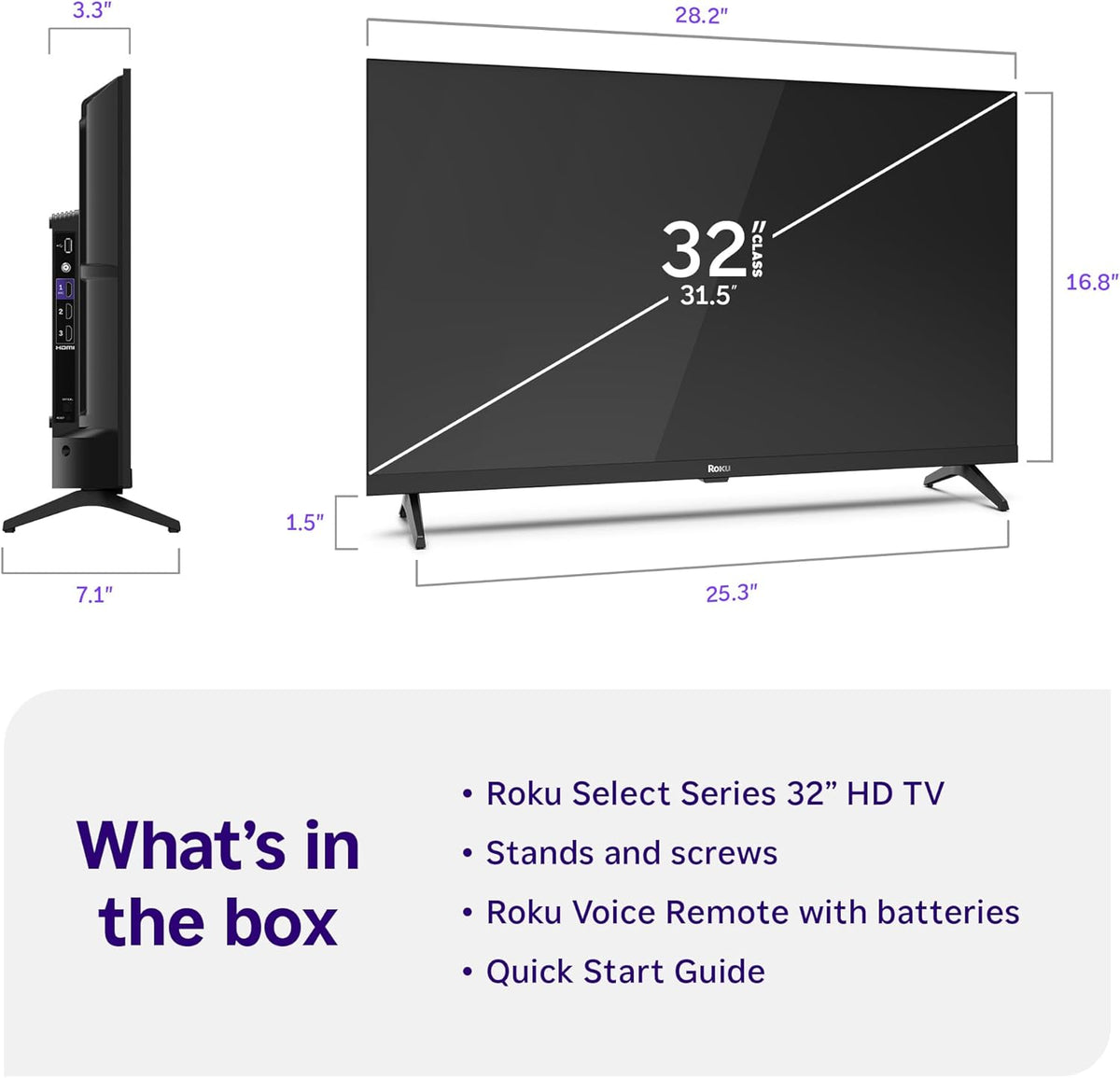 Roku Smart TV – 32-Inch Select Series, 720p HD TV – Roku TV with Voice Remote – Flat Screen LED Television with Wi-Fi for Streaming Live Local News, Sports, Family Entertainment