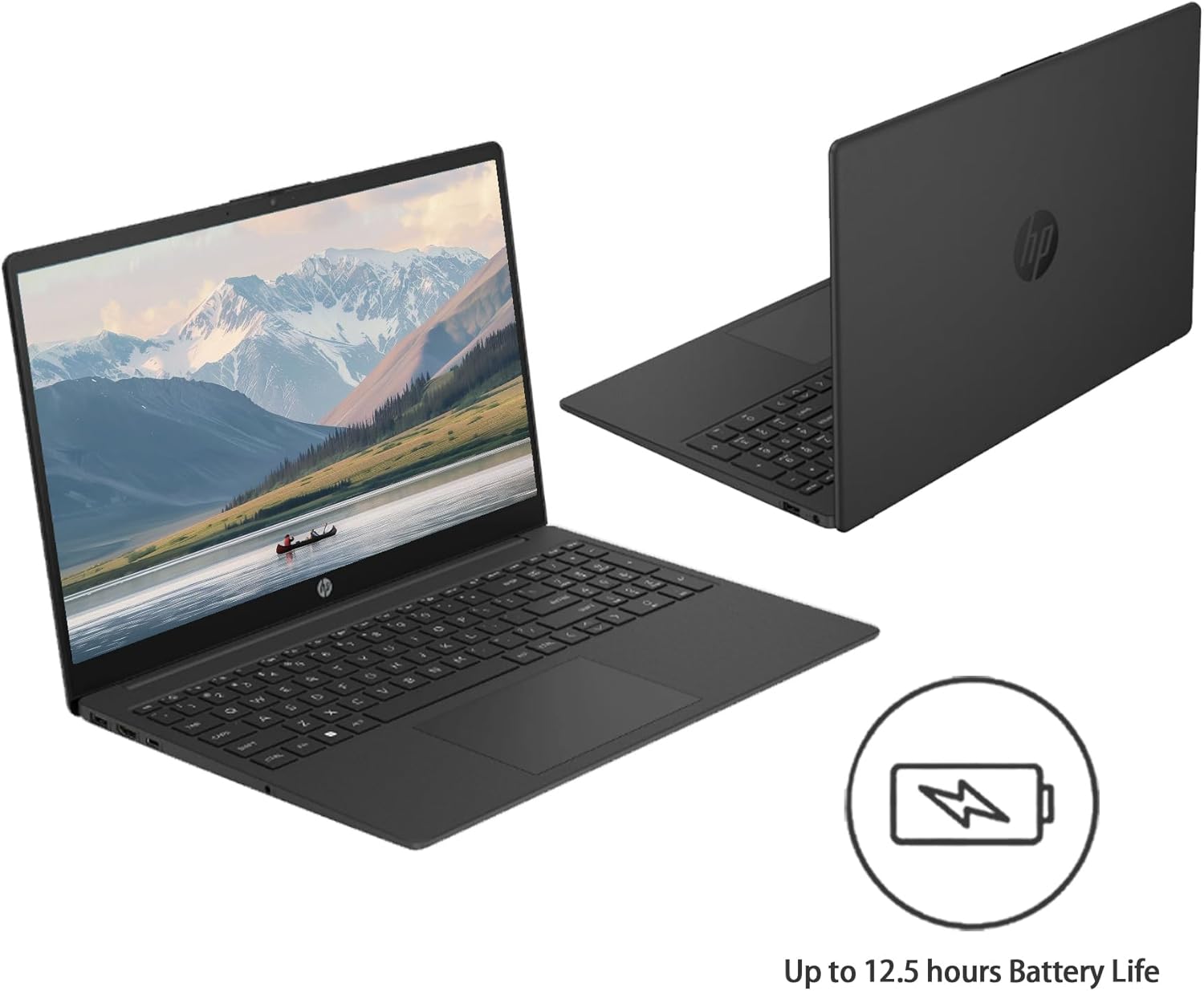 HP 15.6 inch Laptop, Intel N200 Quad-Core Processor, 4GB RAM, 128GB SSD, Wi-Fi 6, Webcam, HDMI, Numeric Keypad, Windows 11 Home, Alpacatec Accessories, Black
