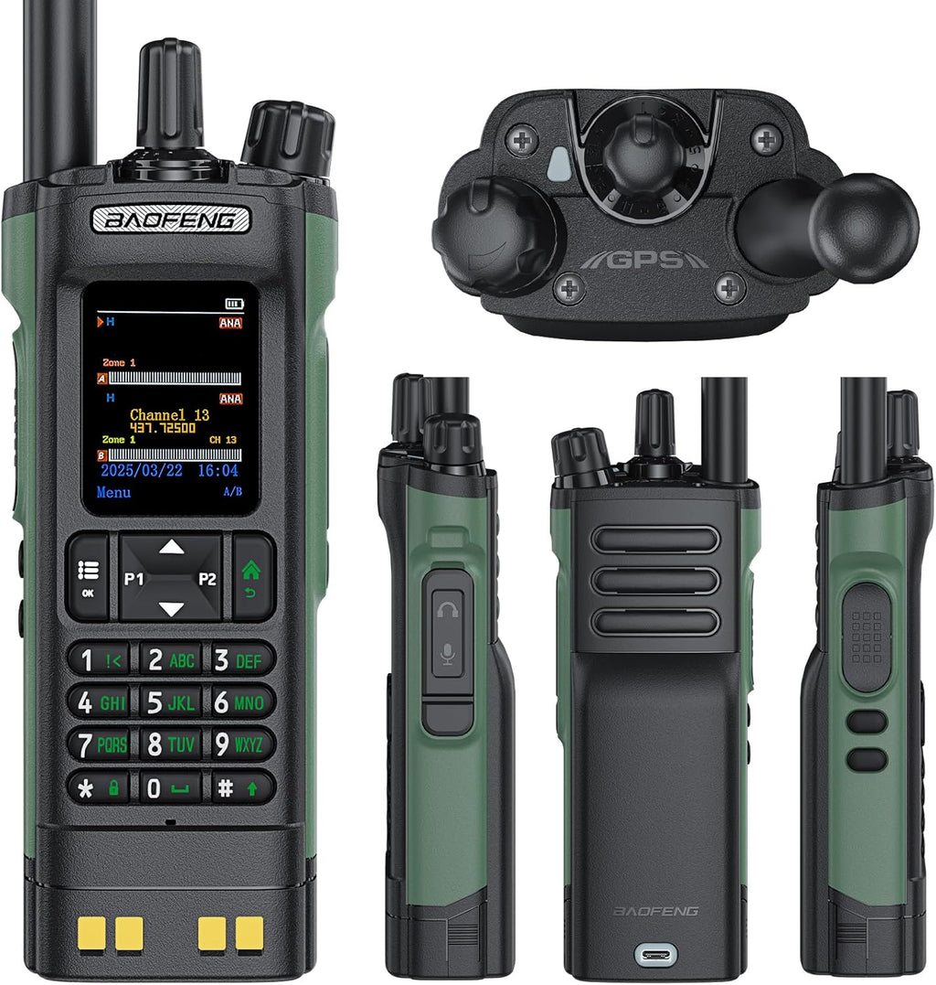 BAOFENG DM32 DMR Handheld Radio with USB-C Charging, GPS, 10W Long Range Walkie Talkie for Emergency Rescue & Outdoor Sports DM-32UV (1 Pack Green)