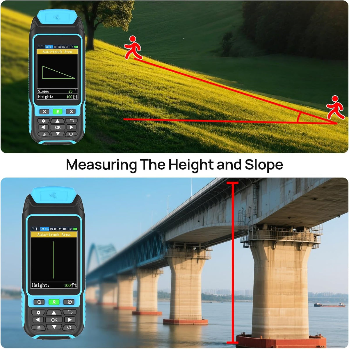 Handheld GPS Survey Equipment, High-Precision Rugged Land Surveying Equipment for Mountainous Terrain, Farmland, Forest, Ranch, Mining Lake