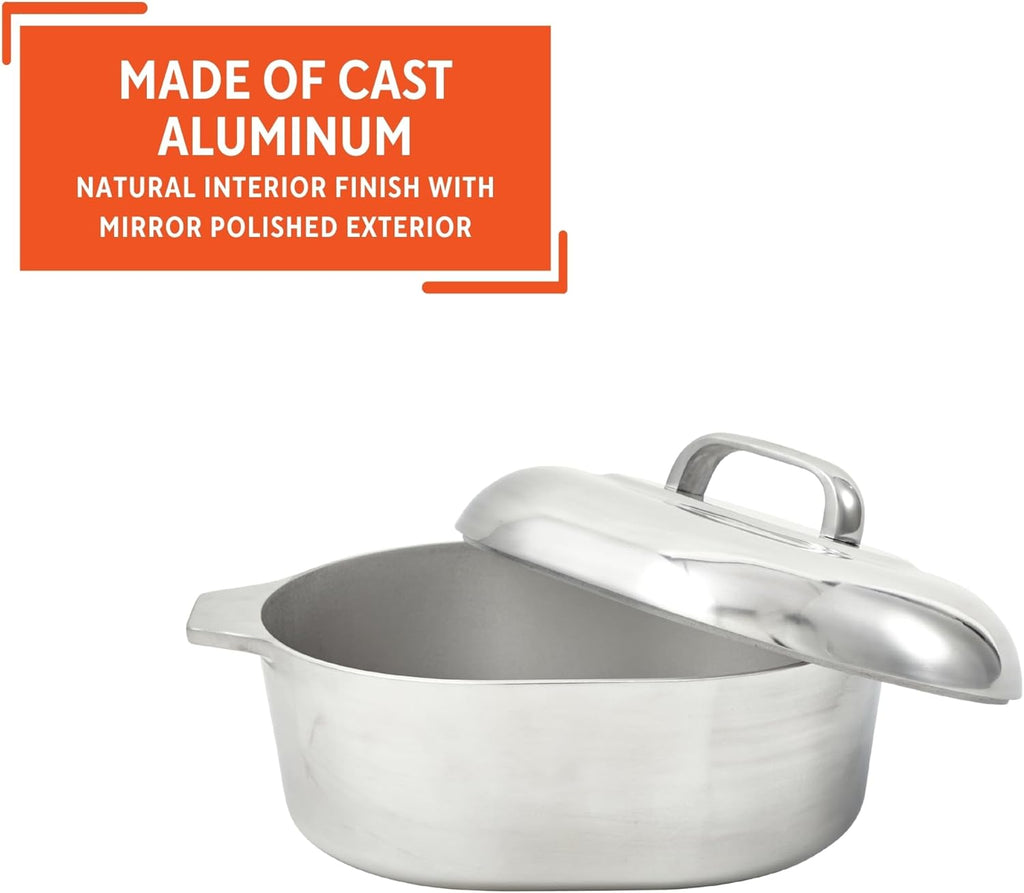 IMUSA USA Heavy Duty Cajun Oval Aluminum Roaster 15, Silver