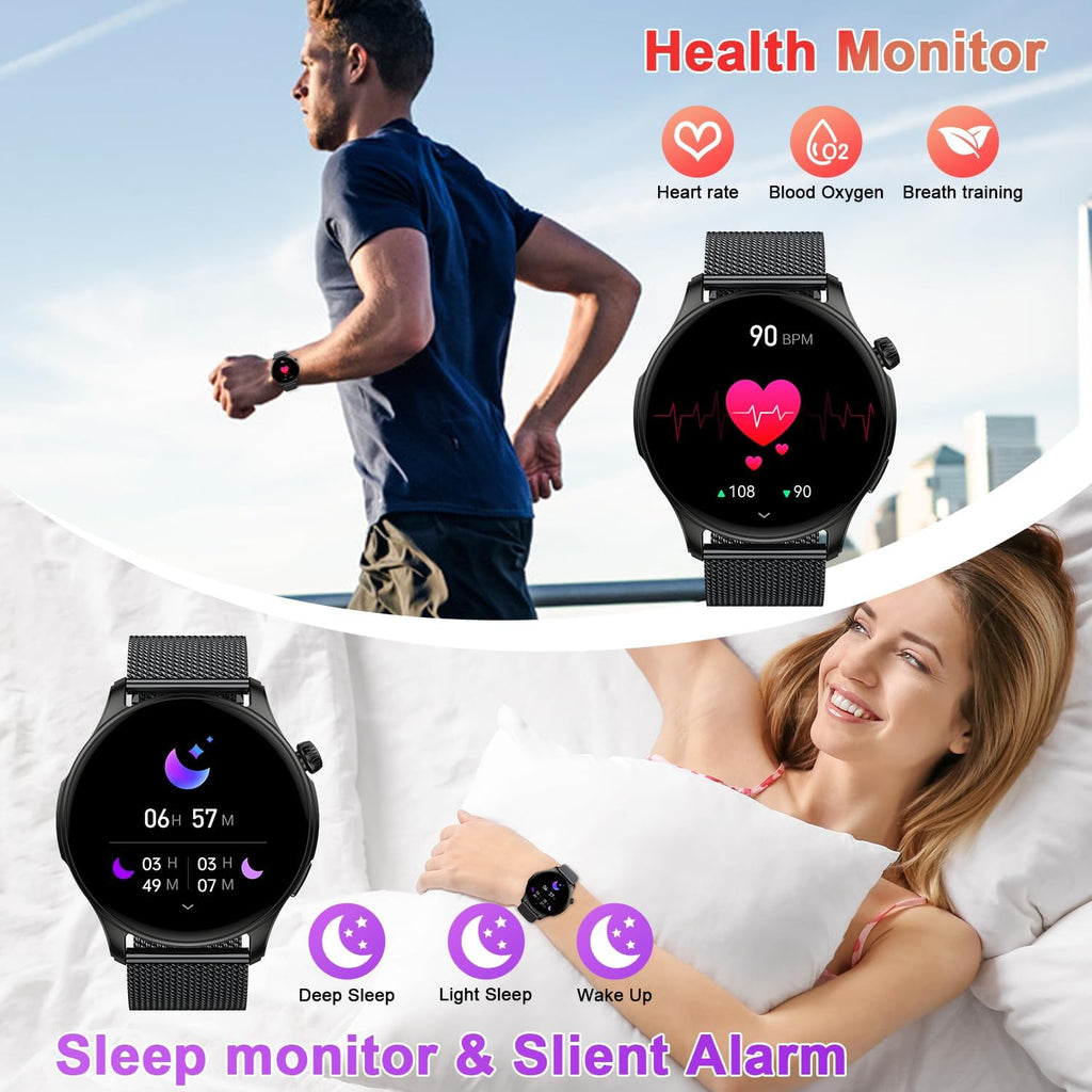 Kimeag Smart Watch for Men Women Fitness: Waterproof Make Answer Call Digital Watches Mens Step Tracker Running Smartwatch Android Phone Heart Rate Sleep Monitor