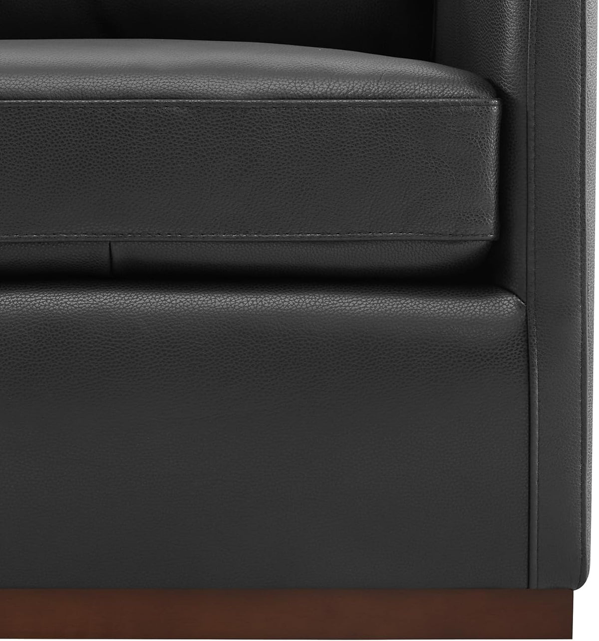 CHITA Genuine Leather Swivel Accent Chair, FSC Certified Mid Century Modern Arm Chair for Living Room and Bedroom, Fully Assembled, Black