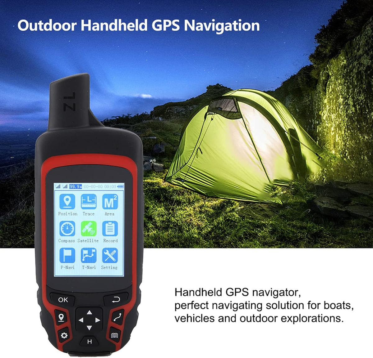 Oumefar A6 Handheld Navigation Compass Outdoor Location Tracker USB Rechargeable IP65 3500mAh Battery for Hiking Fishing Forestry Geology