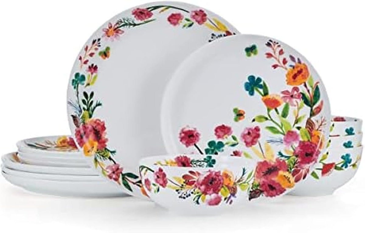 Mikasa Karina Bone China Lightweight Chip Resistant 12 Piece Dinnerware Set, Service for 4