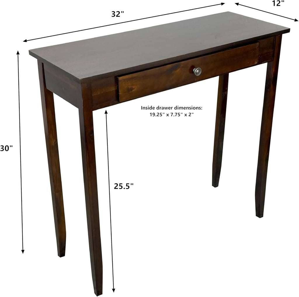 Solid Acacia Console Table w/Drawer