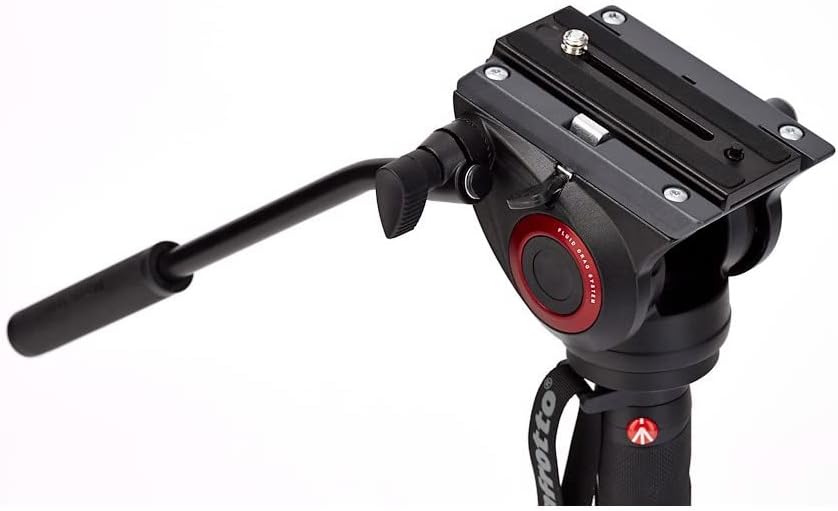 Manfrotto Video Monopod XPRO+, Camera and Video Support Rod with Video Head, 4-Section in Aluminum with Fluid Base, Photography Accessories for Content Creation, Video, Vlogging