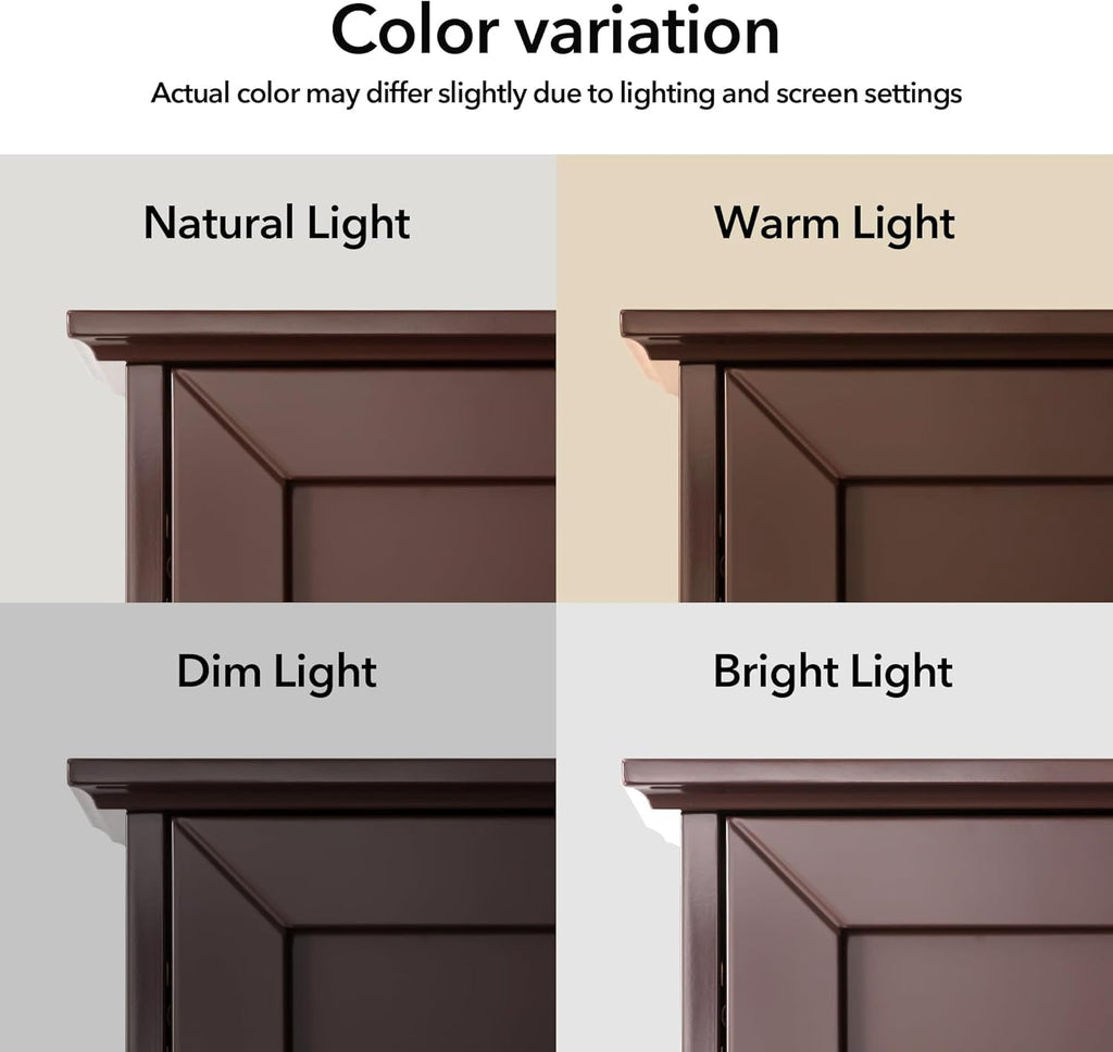 VANIRROR Bathroom Wall Cabinet Expresso Over Toilet Storage - 24x30 in Above Toilet Wood Medicine Cabinet with Adjustable Shelf & 2 Door Mounted Wall Cabinet