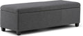 SIMPLIHOME Avalon Storage Ottoman Bench - 48" Wide x 16" High Upholstered Linen Look Fabric Rectangular Lift-Top Ottoman in Slate Grey, Contemporary Bench for Living Room with High-Density Foam