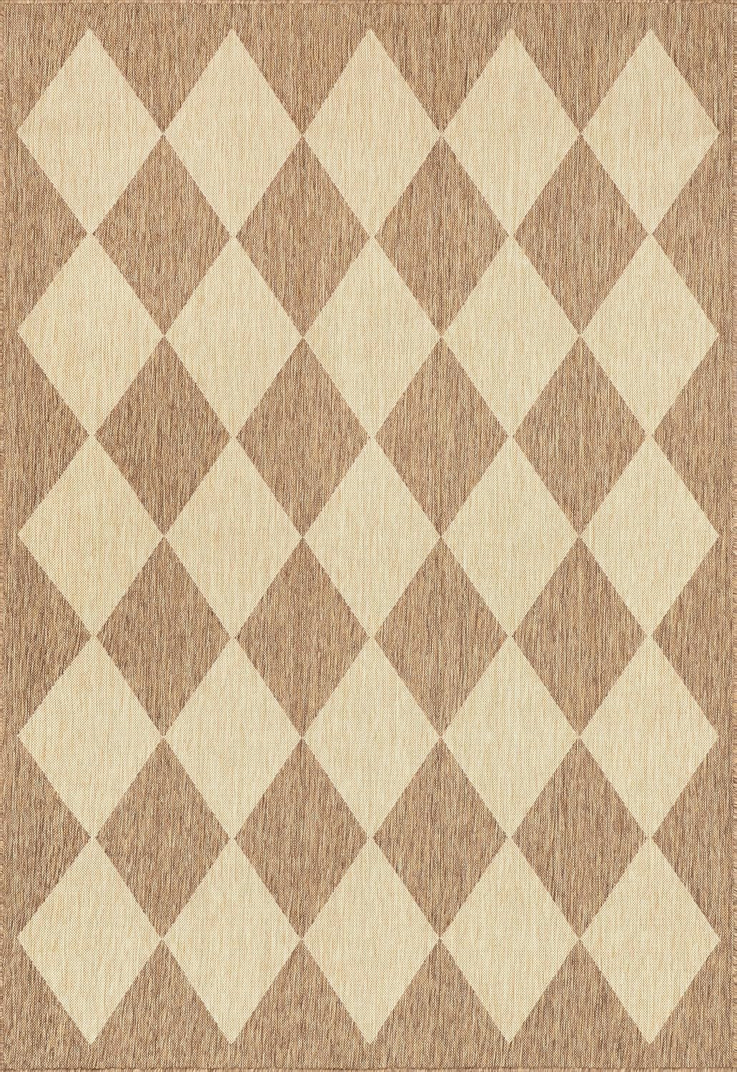 nuLOOM Outdoor Performance Collection Sabina Trellis Brown/Ivory, 8' x 10', Soft and Cozy, High Traffic, Stain Resistant, Easy Clean, Durable Area Rug for Indoor/Outdoor Patio, Deck, Porch, Garden