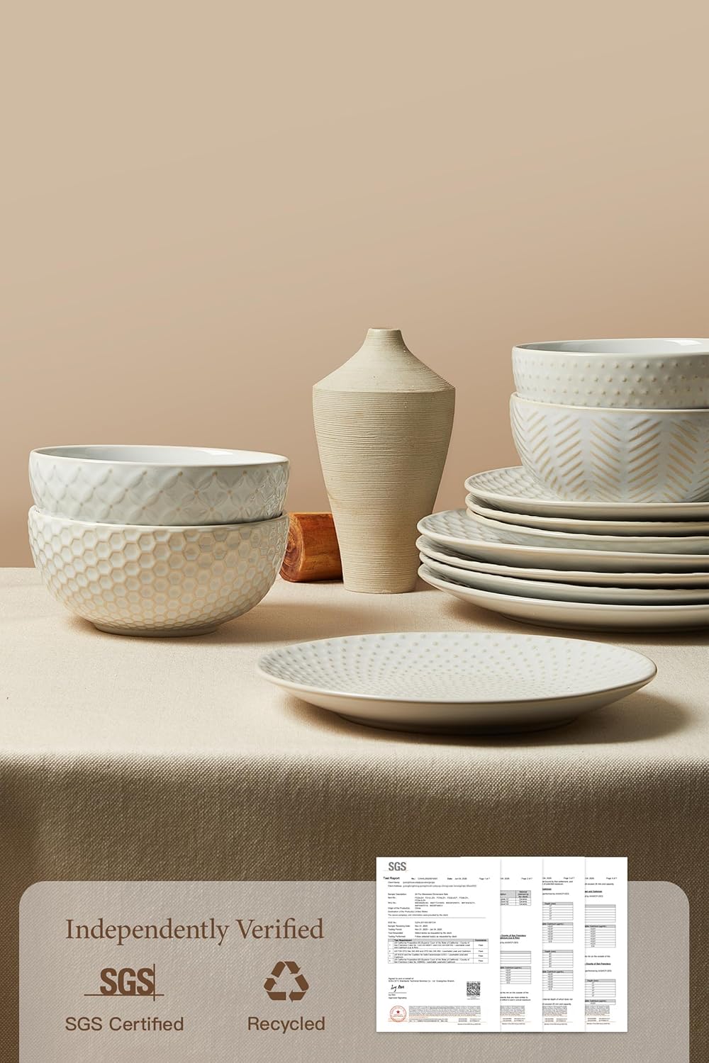 24 Piece Dinnerware Sets for 8, Premium Stoneware Plates and Bowls Sets, Microwave & Dishwasher Safe, Elegant Dishes for Entertaining & Special Occasions – A Stunning Gift for Large Families