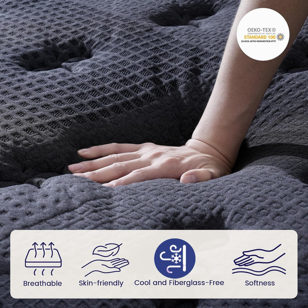 King Size Mattress (High-End Upgraded) Hotel-Level Luxury 14 Inch Hybrid King Mattress In A Box, Cooling-Gel Memory Foam & Pocket Springs, Back Pain, Extra Edge Support, 365-Night Trial, Medium Firm
