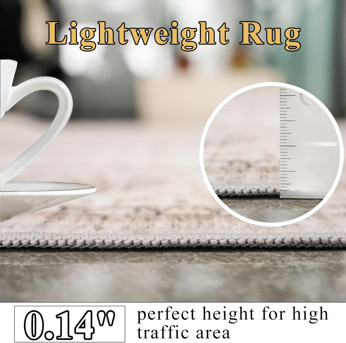 Area Rugs 9x12 Living Room：Machine Washable Rug - Soft Carpet for Bedroom - Waterproof Stain Resistant Vintage Distressed Area Rug 9'x12' Beige
