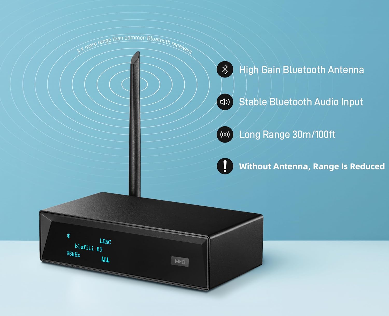 B3 Professional XLR Bluetooth v5.1 Music Receiver, LDAC & aptX HD Streamer, Built-in ESS DAC, Analog RCA, Digital Optical and COAXIAL Outputs, for Audio Mixer, DJ Speakers & PA System