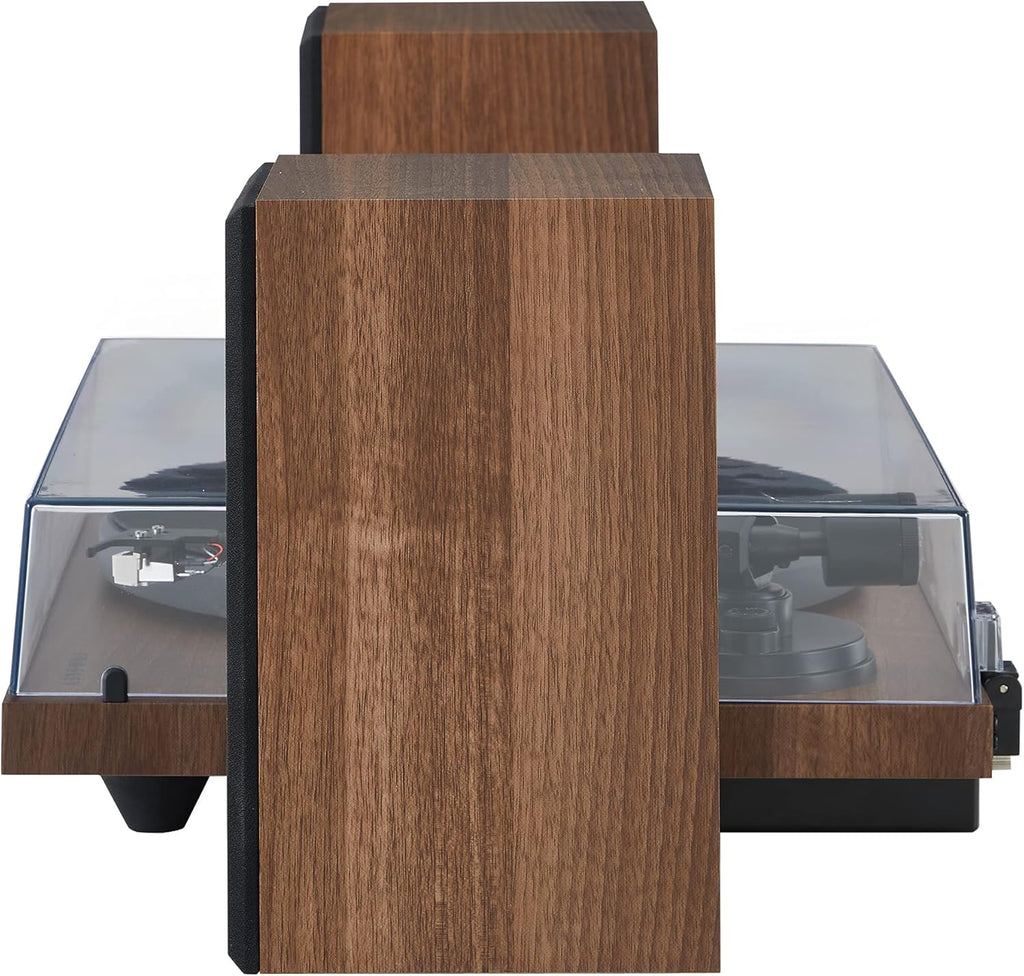 Crosley C62 Bluetooth Vinyl Record Player 120W Speakers, 2-Speed Belt-Drive Turntable, Anti-Skate, Walnut