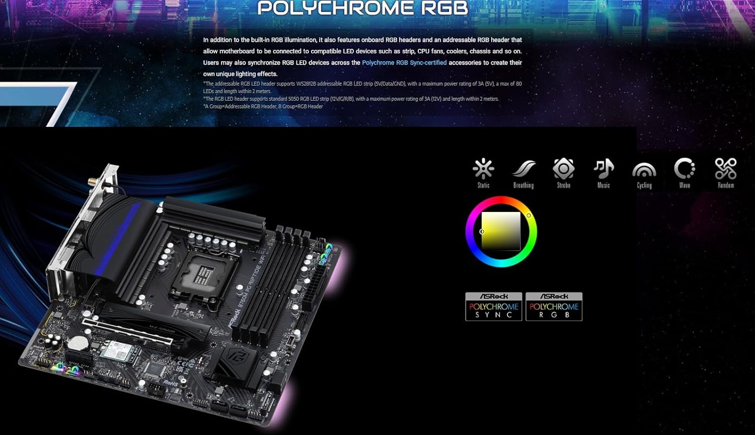 ASRock B760M PG Riptide WiFi Micro-ATX Motherboard | Supports 14th/13th/12th Gen Intel | DDR5 7200+ (OC) | WiFi 6E | 2.5G LAN | 14+1+1 Power Phase | Front & Rear USB-C