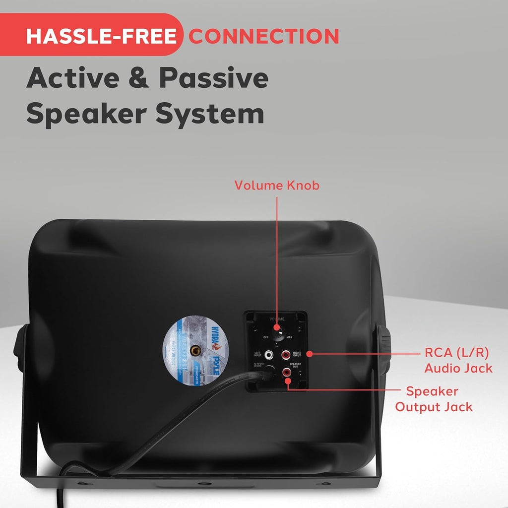 Pyle Waterproof & Bluetooth Indoor /Outdoor Speaker System, Black, 5.25" 600 Watt
