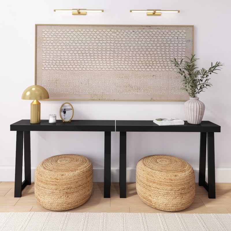 Plank+Beam Solid Wood Console Table, 46 Inch, Sofa Table, Narrow Entryway Table for Hallway, Behind The Couch, Living Room, Foyer, Easy Assembly, Black