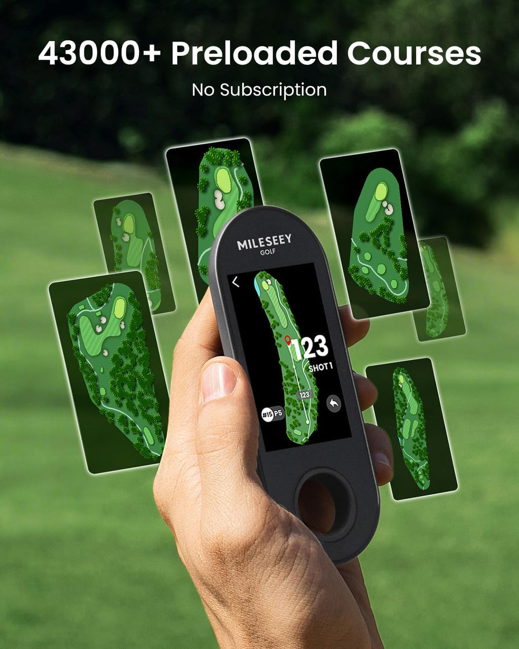 MILESEEY GeneSonic Go Handheld Golf GPS Rangefinder, 43000+ No Subscription Preloaded Courses, Auto Hole Golf Yardage Device, Touchscreen, 10H Battery, Magnetic, Waterproof, Hazard, Green Distances