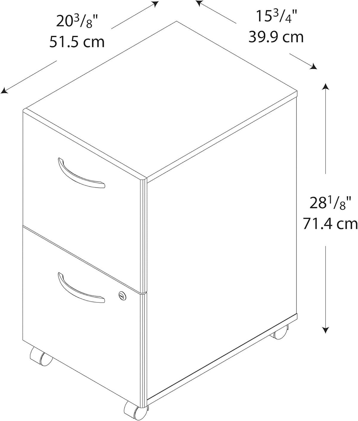 Bush Business Furniture Series C 2 Drawer Rolling File Cabinet in Hansen Cherry - Assembled, Mobile Document Storage for Home or Professional Office