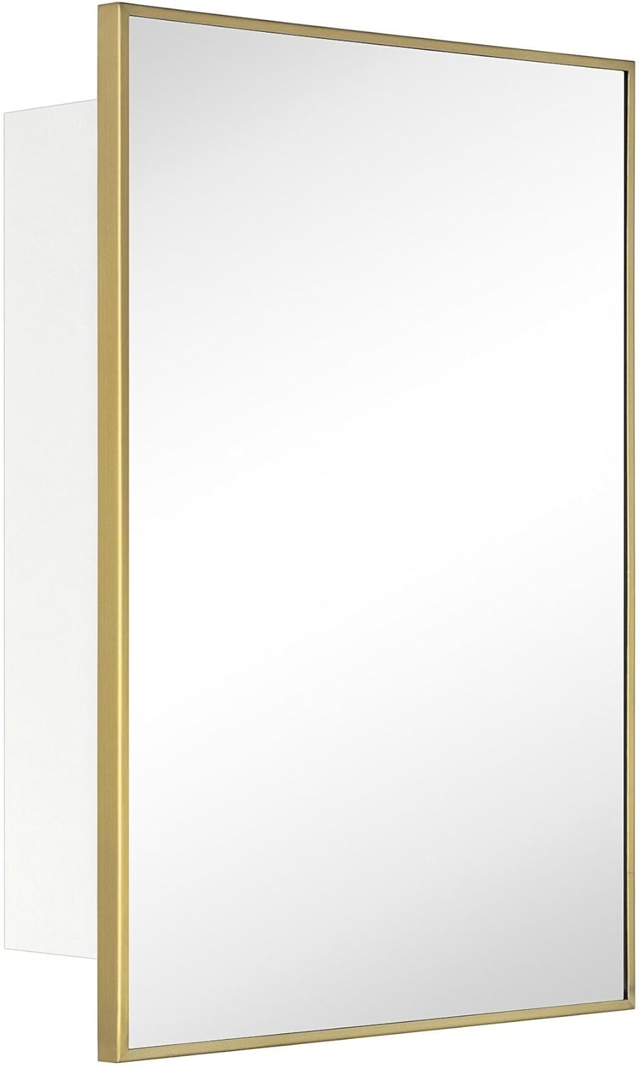 TEHOME 16.5'' x 24'' Brushed Gold Recessed and Surface Mount Bathroom Medicine Cabinet with Mirror Brushed Gold Square Cornered Metal Framed Rounded Rectangle Medicine Cabinet Mirror