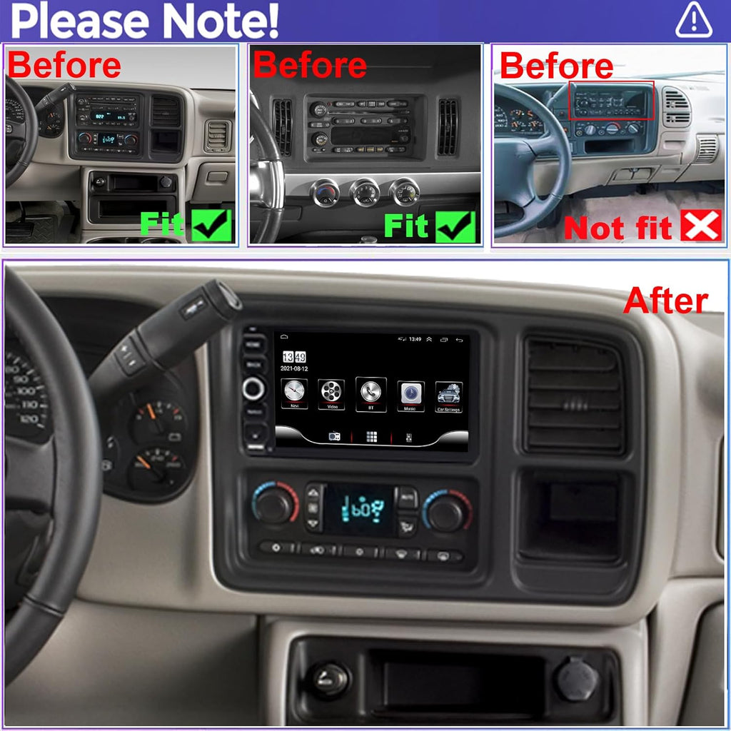 QLED Radio for Chevy Chevrolet Silverado SSR Tahoe 2003-2006,GMC Siera Yukon 2003-2006,Hummer H2 2003-2007,CarPlay Android Auto Ready,Touch Screen Stereo,Free Back Camera