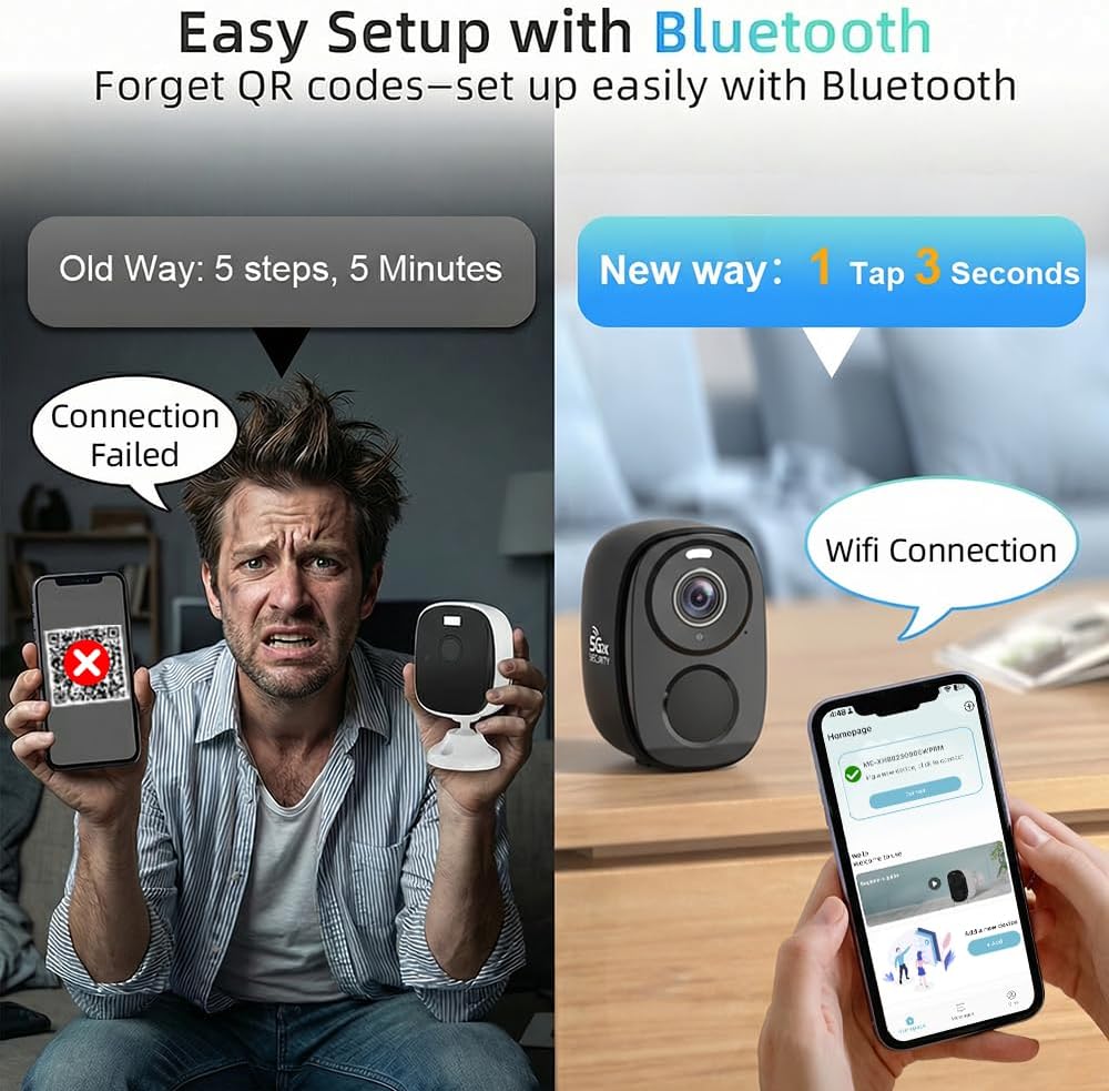 Rraycom 4Pack 5G/2.4G Security Cameras Wireless Outdoor,2K Battery Powered AI Motion Detection Siren Alarm WiFi Home Indoor Camera, Color Night Vision, 2-Way Talk, Waterproof, Works w/Alexa, Cloud/SD