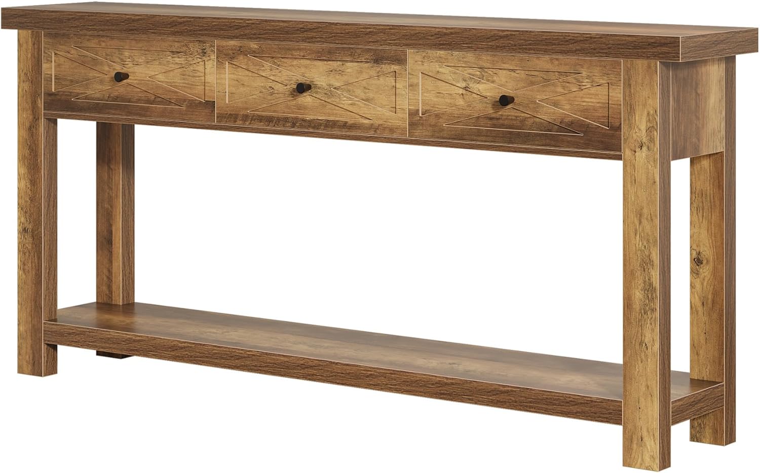 Tribesigns 70.9" Console Table with 3 Drawers, Extra Long Entryway Table for Living Room, Hallway, Narrow Sofa Table Behind Couch with Storage Shelf, Rustic Brown