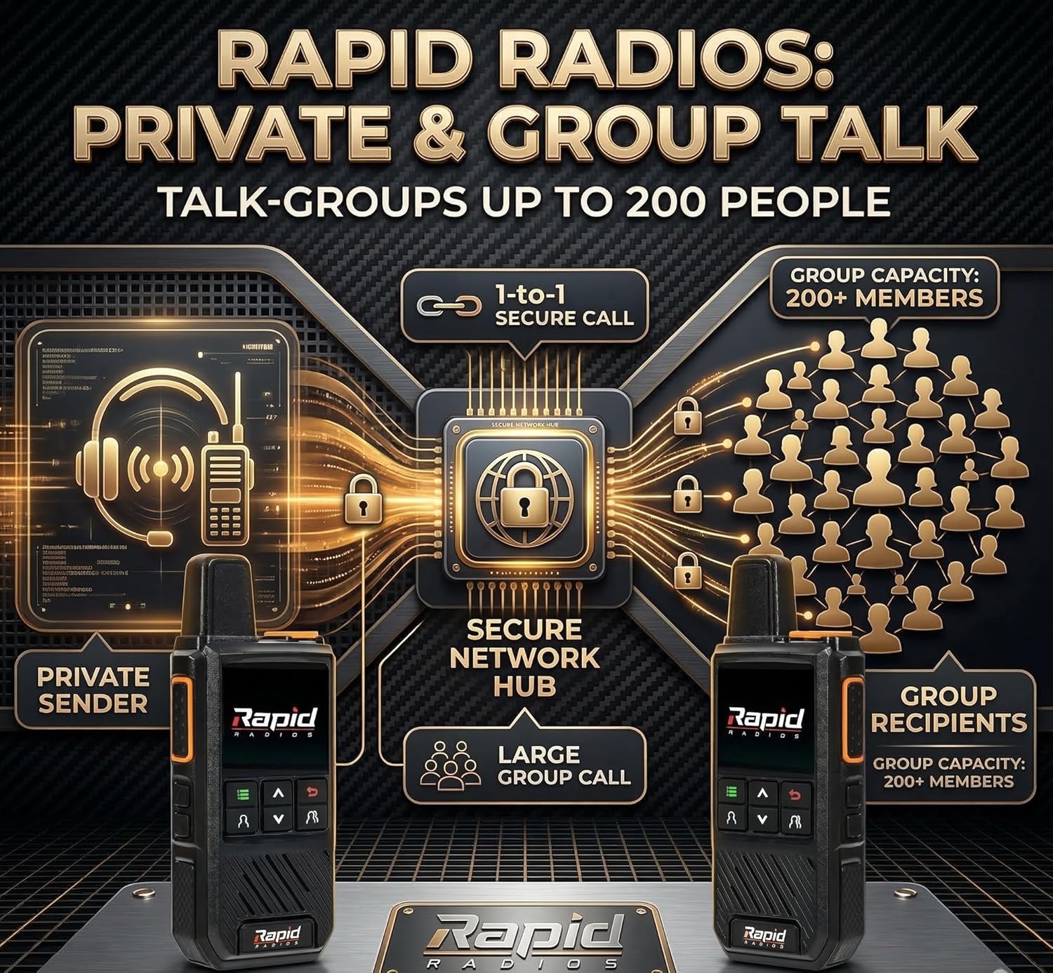 Rapid Radios Nationwide LTE Walkie-Talkie - Two-Way Radio - Unlimited Range POC Two Way Radios Set