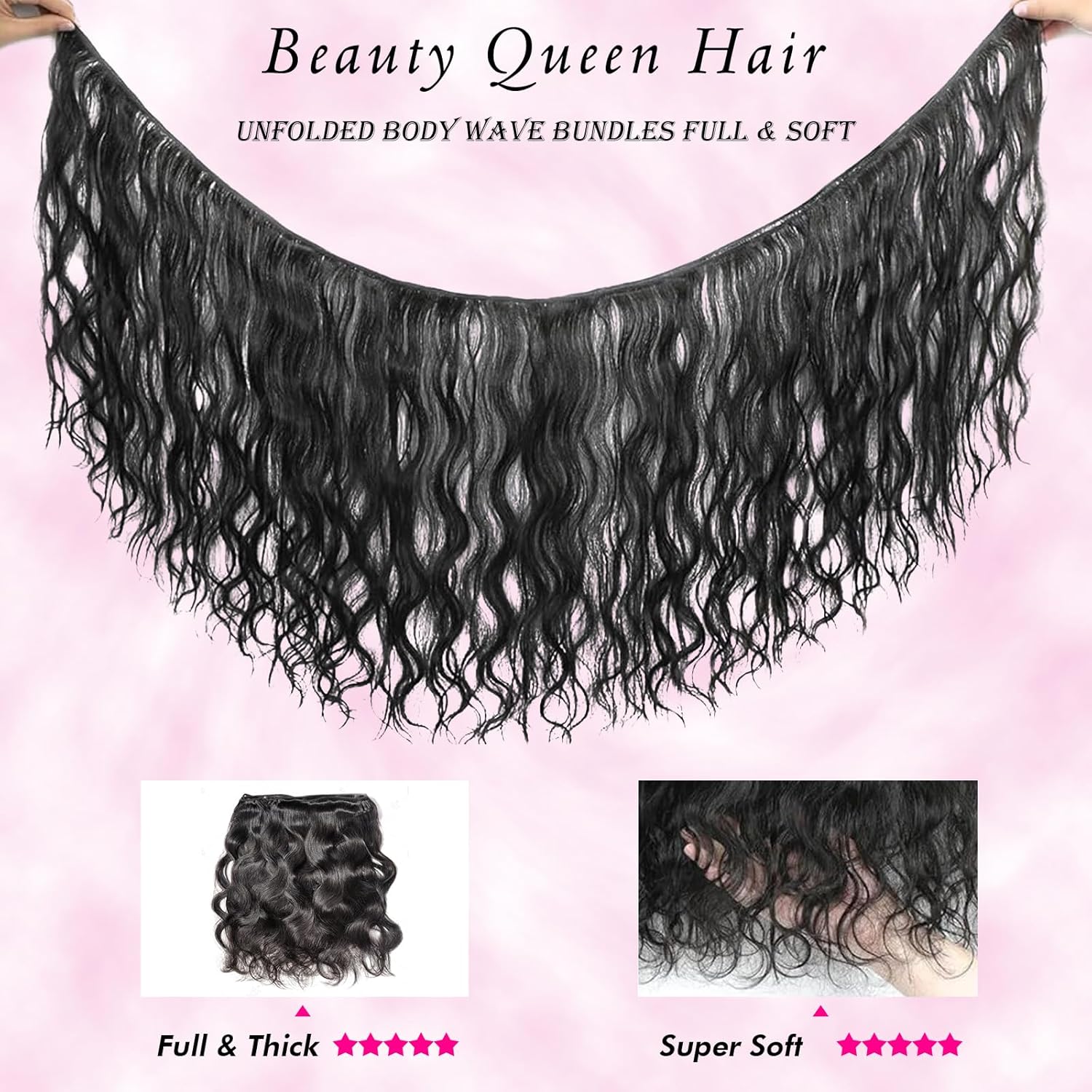 Beauty Queen 16A Body Wave Bundles Human Hair (20 18 16 Inch) 100% Unprocessed Brazilian Virgin Weave 3 Bundles Human Hair Full And Thick Remy Hair Extensions Natural Color for Women