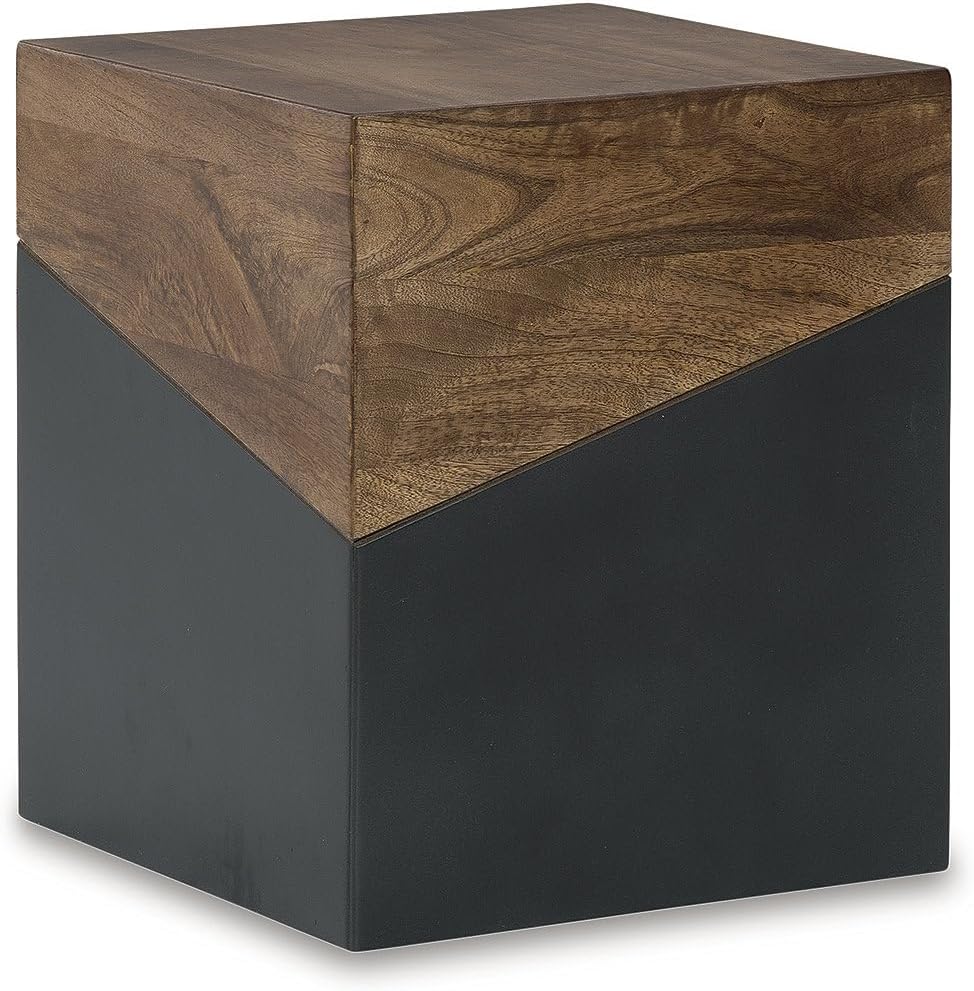 Signature Design by Ashley Trailbend Eclectic Accent End Table, Brown & Gunmetal