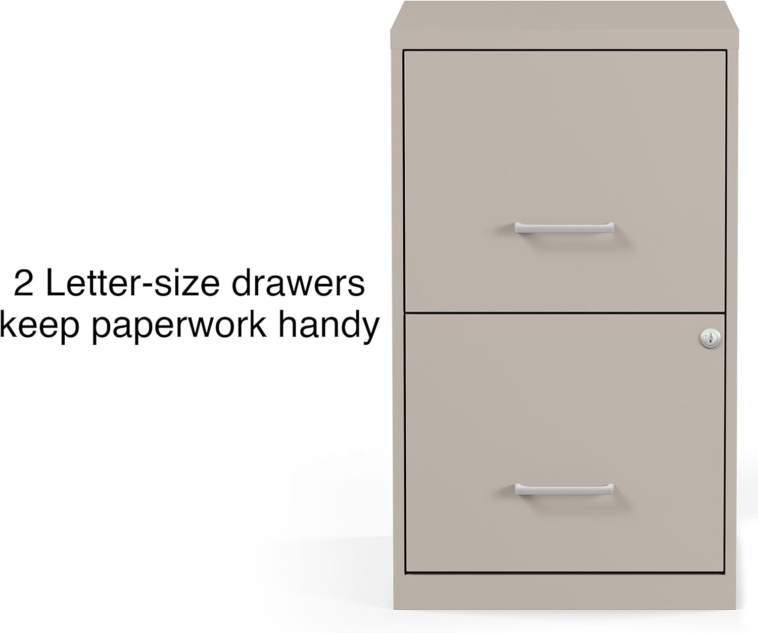 STAPLES Vertical File Cabinet for Letter/Legal Files, 2-Drawer, Letter/Legal Compatible, Locking, Putty