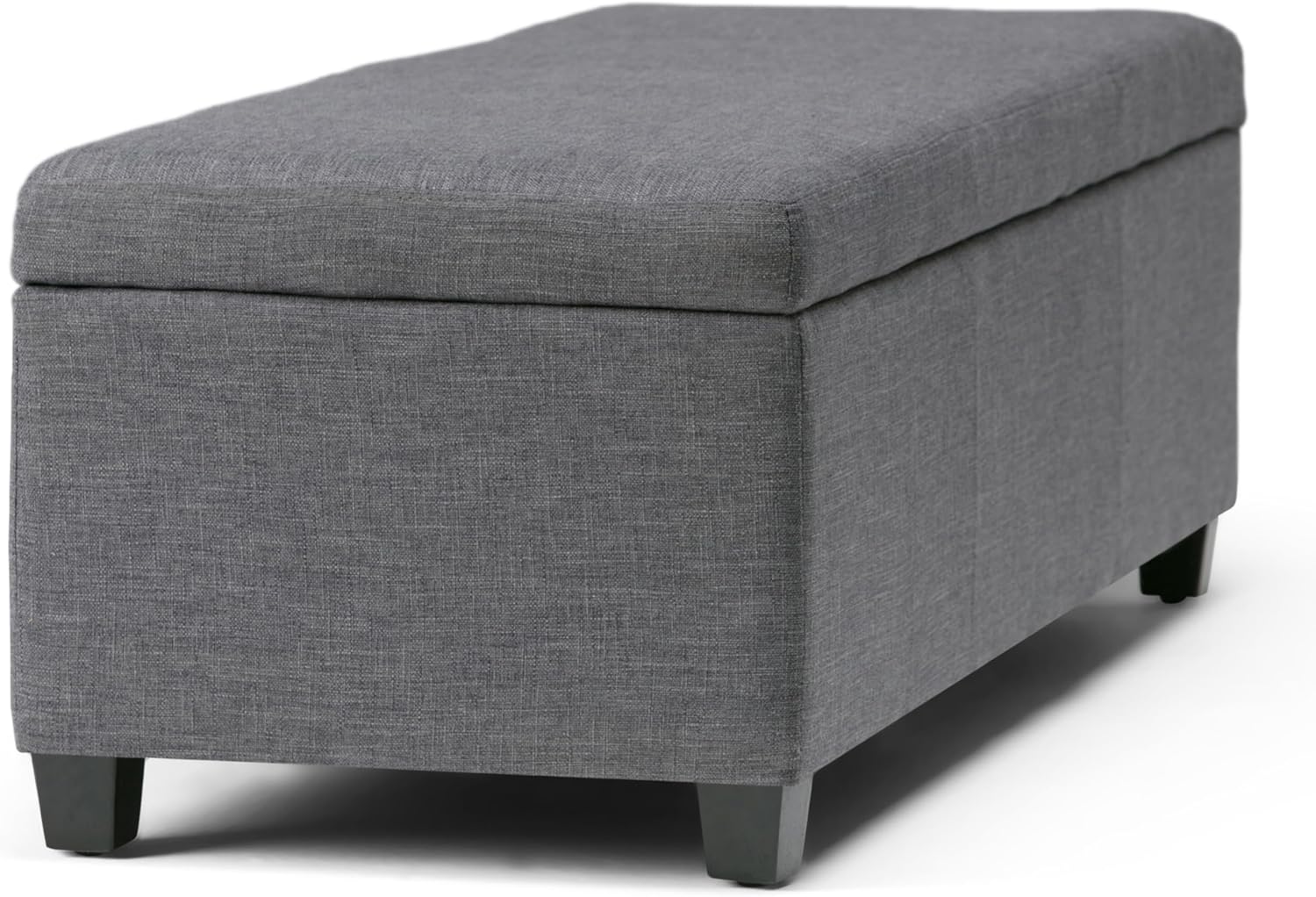 SIMPLIHOME Avalon Storage Ottoman Bench - 48" Wide x 16" High Upholstered Linen Look Fabric Rectangular Lift-Top Ottoman in Slate Grey, Contemporary Bench for Living Room with High-Density Foam