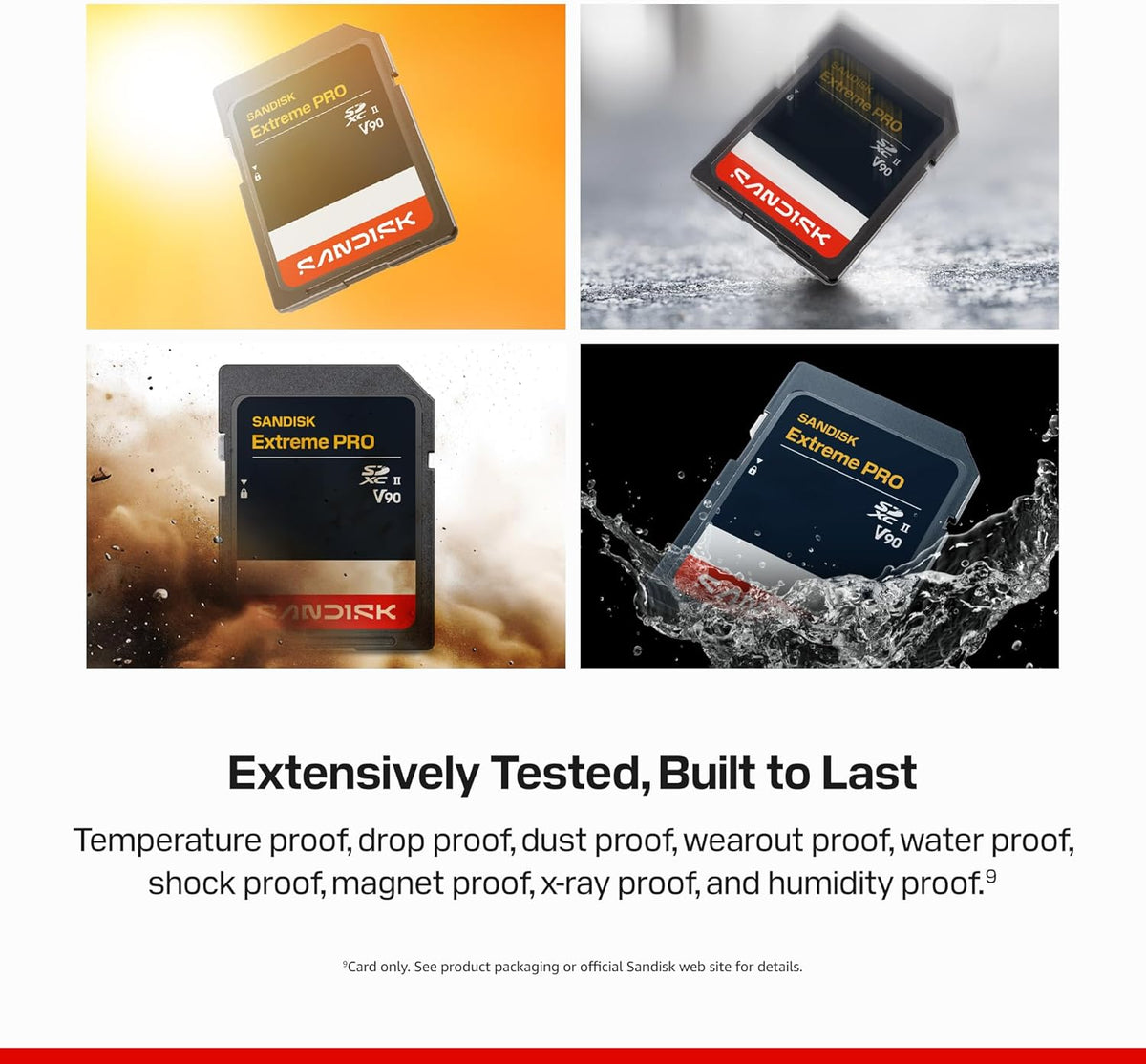 SANDISK 512GB Extreme PRO SD UHS-II V90 Memory Card - Up to 310MB/s Read speeds, up to 305MB/s Write speeds, 8K, IP68 Water and dust Resistant - SDSDXDE-512G-GN4IN