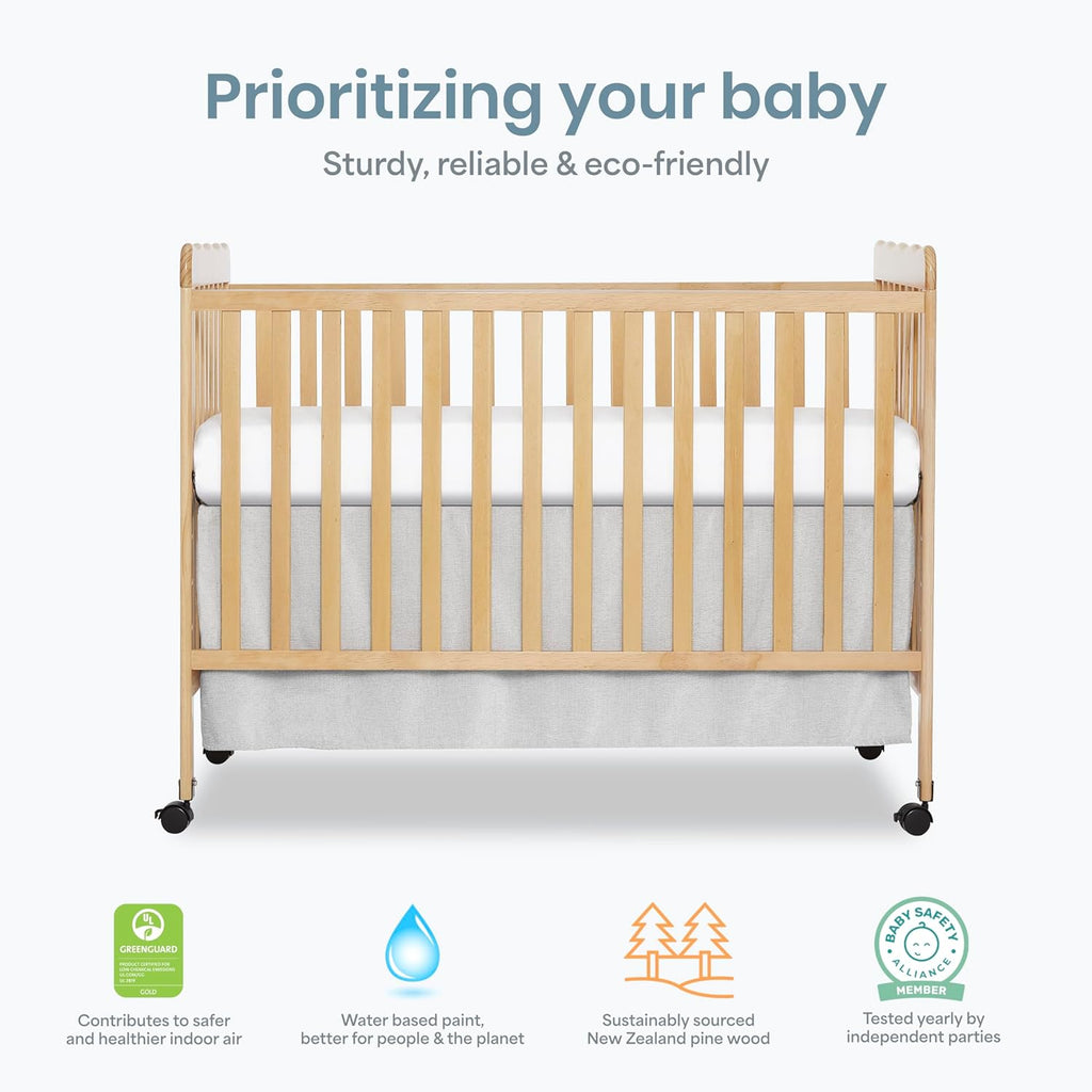 Dream On Me Carson Classic 3-in-1 Convertible Full-Size Baby Crib in Natural, GreenGuard Gold & BSA, 4 Mattress Heights, Converts to Day & Toddler Bed, Locking Wheels, Classic Nursery Design