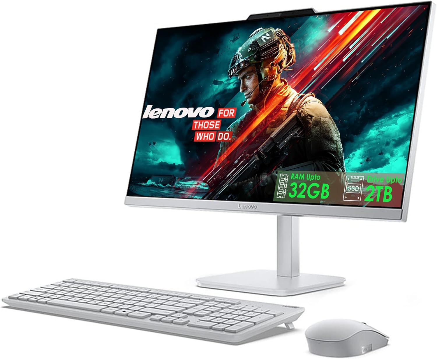 Lenovo 24'' All in One Desktop with Office 365 for The Web, Intel Ultra-Fast 4-Core, Full HD Display, 16GB RAM, 1TB Storage(512GB SSD & 512GB External Drive), Wi-Fi 6, Win 11, Wireless KB & Mouse