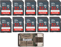 SanDisk 32GB Ultra SDHC UHS-I Memory Card (10-Pack) with Focus High Speed USB Card Reader Bundle (11 Items)