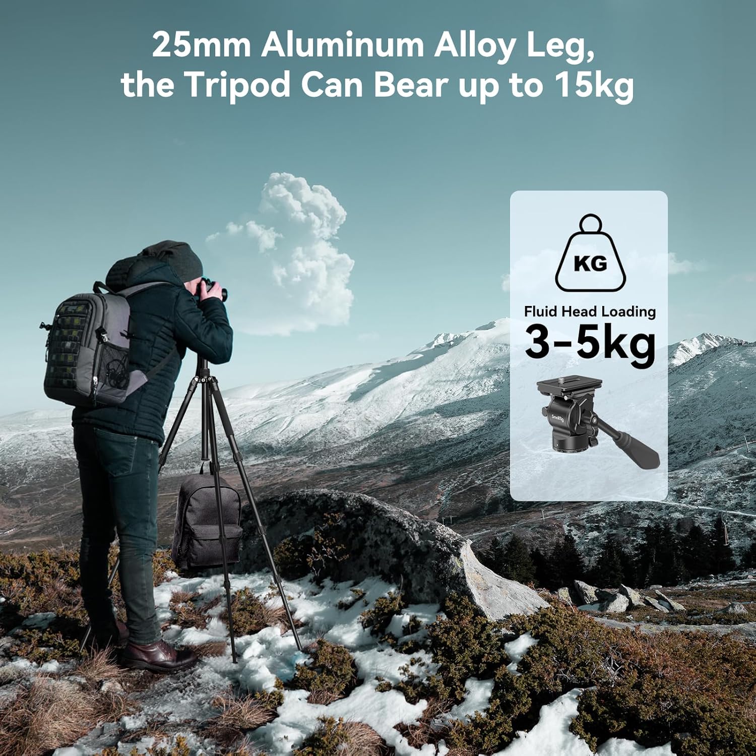 SmallRig CT180 Video Tripod, 72" Camera Tripod Monopod with Fluid Head, Aluminum Camera Tripod, 360° Panorama Fluid Head for Travel, Video, Live Streaming, Vlogging- 3760B