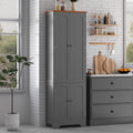 4 Door Pantry -72.2'' Kitchen Cabinet with Adjustable Shelves, Freestanding Cupboard, Tall Storage Cabinets for Dining Room, Living Room, Laundry, Bathroom, Entryway, Grey