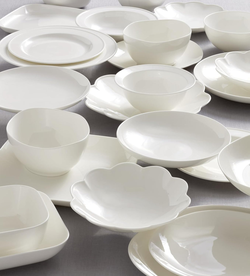 Lenox Dinnerware Set, Studio 1414 Scallop 16-Piece Set, Service For 4, Bone China Material, Dishwasher & Microwave Safe, Home And Kitchen, Kitchen And Dining, Plates And Bowls Sets (White, 16 Pieces)