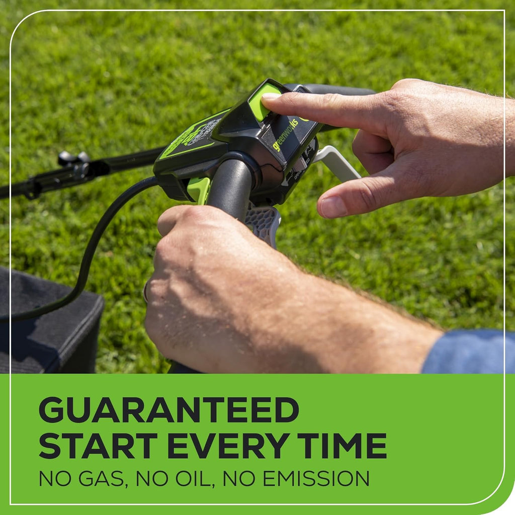 Greenworks 48V (24V x 2) 21" Brushless Self-Propelled Mower+12" String Trimmer+320CFM Blower,(2) 5.0Ah Batteries and 4A Dual Port Charger