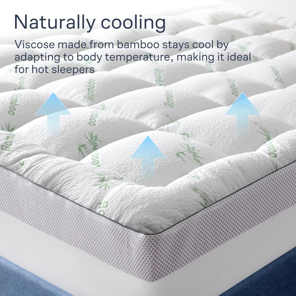 Dual-Layer 4 Inch Queen Size Mattress Topper - 2” Memory Foam + 2” Viscose Made from Bamboo Mattress Pad - Double the Comfort & Back Support - Removable & Machine-Washable Cover, Green