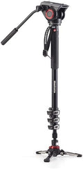 Manfrotto Video Monopod XPRO+, Camera and Video Support Rod with Video Head, 4-Section in Aluminum with Fluid Base, Photography Accessories for Content Creation, Video, Vlogging