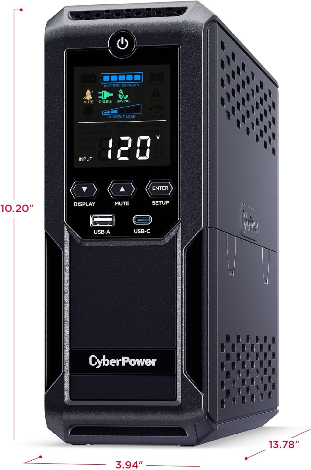CyberPower CP1500AVRLCD3 Intelligent LCD UPS Battery Backup and Surge Protector, 1500VA/900W, 12 Outlets, 2 USB Ports, AVR, Mini Tower, UL Certified