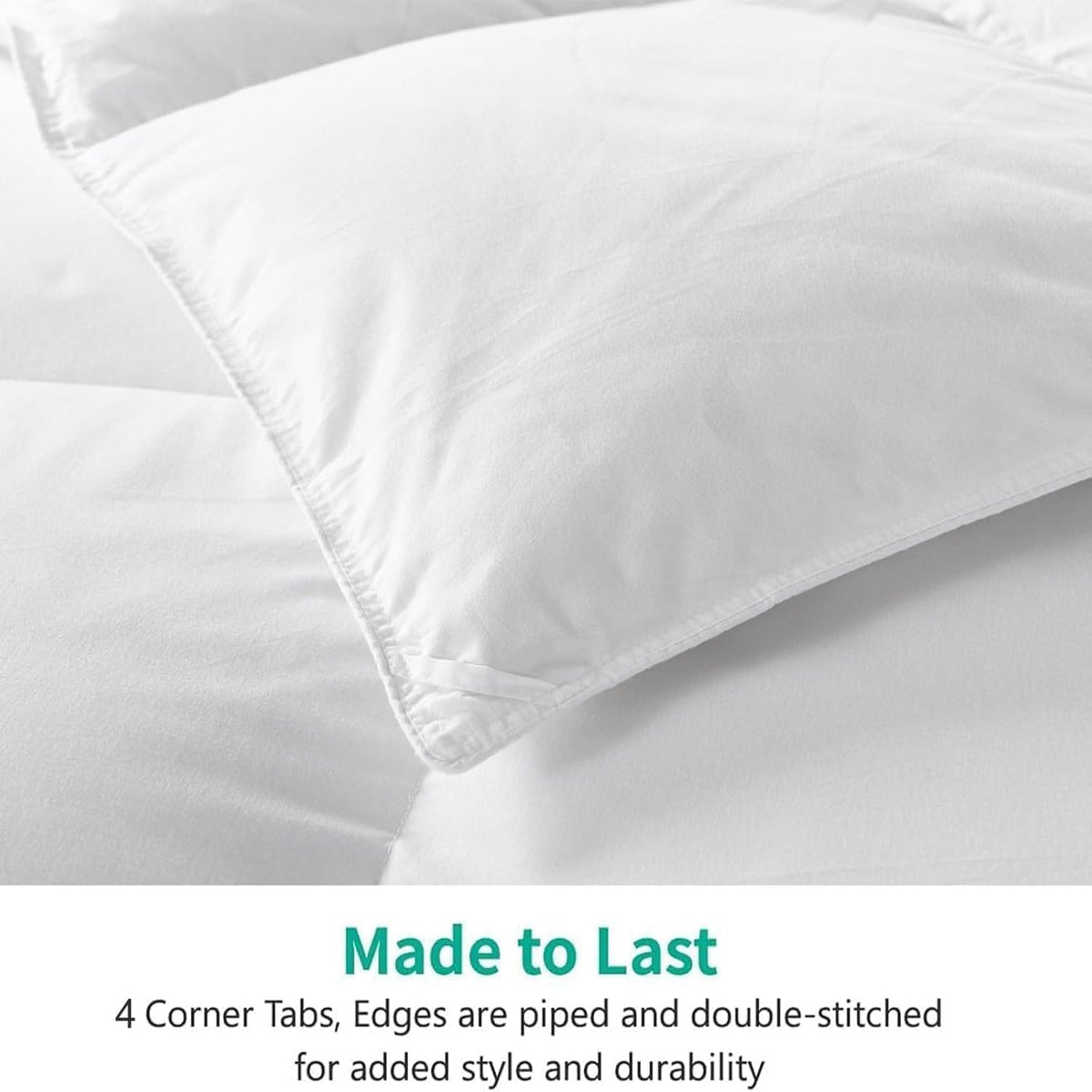 APSMILE Oversized King Feathers Down Comforter - Ultra Soft All Seasons 100% Organic Cotton Duvet Insert Medium Warm Quilted Bed Comforter with Corner Tabs (120x98, White)