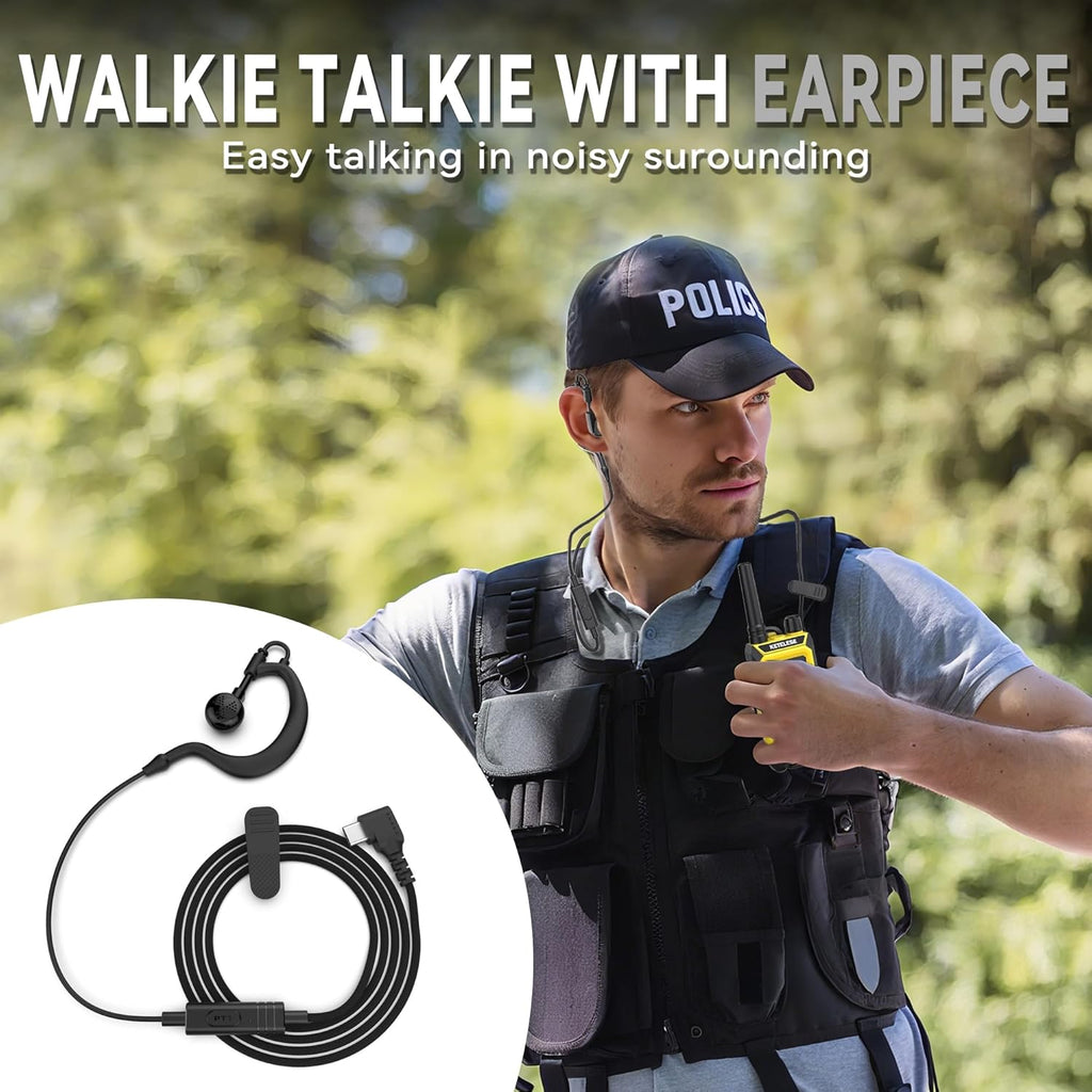 KETELESE T4 Two Way Radio with Earpiece and Mic, FRS 22 Channel Walkie Talkie Long Range, IP67 Waterproof Walkie Talkies, Weather Alert, PTT Group, VOX, Yellow, 6Pack