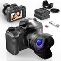 Dsoon Digital Camera,4K 64MP Cameras for Photography with 4”0 Touch Screen,18X Digital Zoom Autofocus Photography Shoot Camera with Dual-Lens,2 Batteries,64GB TF Card,Lens Hood