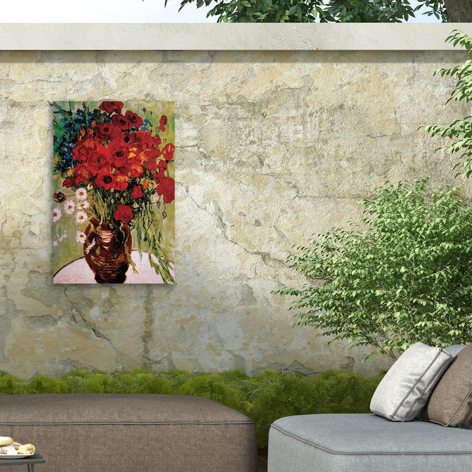 Trademark Fine Art Vincent van Gogh 'Daisie & Poppies' Outdoor All-Weather Wall Decor