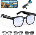 Hwagol Smart Glasses with Camera, 8MP HD Photo and Video Recording,AI Glasses with Real-Time Translation/Object Recognition/AI Voice Q&A/Recording, Calls and Music,UV & Blue Light Protection