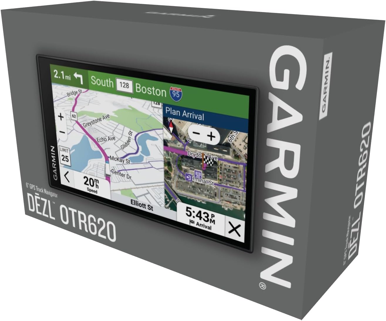 Garmin dezl OTR620 GPS Truck Navigator with 6-Inch Touchscreen Display, 1280p Resolution, and Birdseye Direct Satellite Imagery Support (Black) (Renewed Premium)